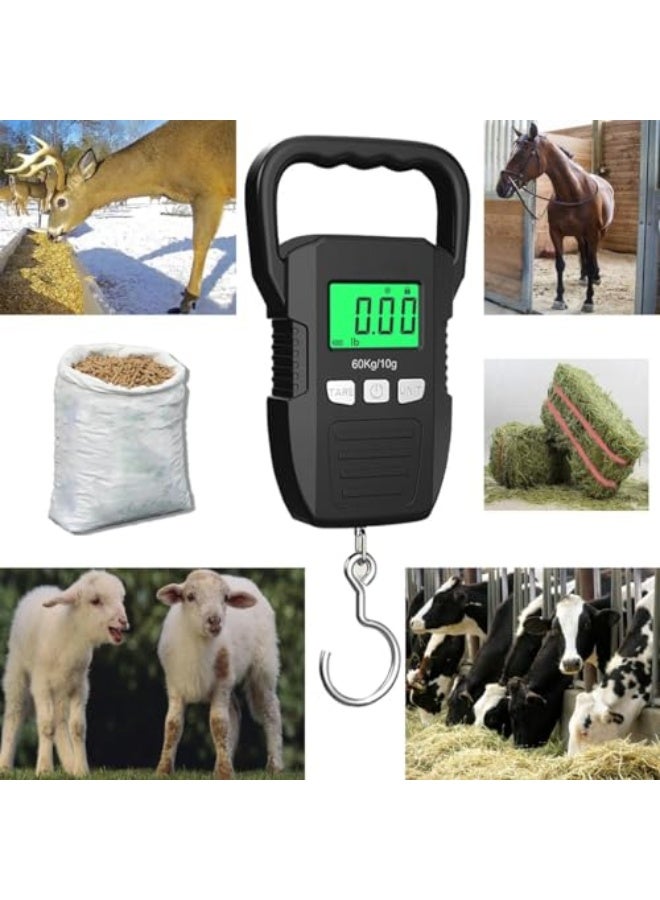 Fish Scale, Digital Luggage Weight Scale 132lb 60kg Hanging Scales Fish Scale, Hanging Luggage Scale with Comfortable Handle and Large Hook  - Image 4