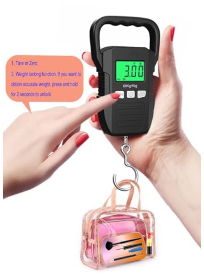 Fish Scale, Digital Luggage Weight Scale 132lb 60kg Hanging Scales Fish Scale, Hanging Luggage Scale with Comfortable Handle and Large Hook  - Image 5