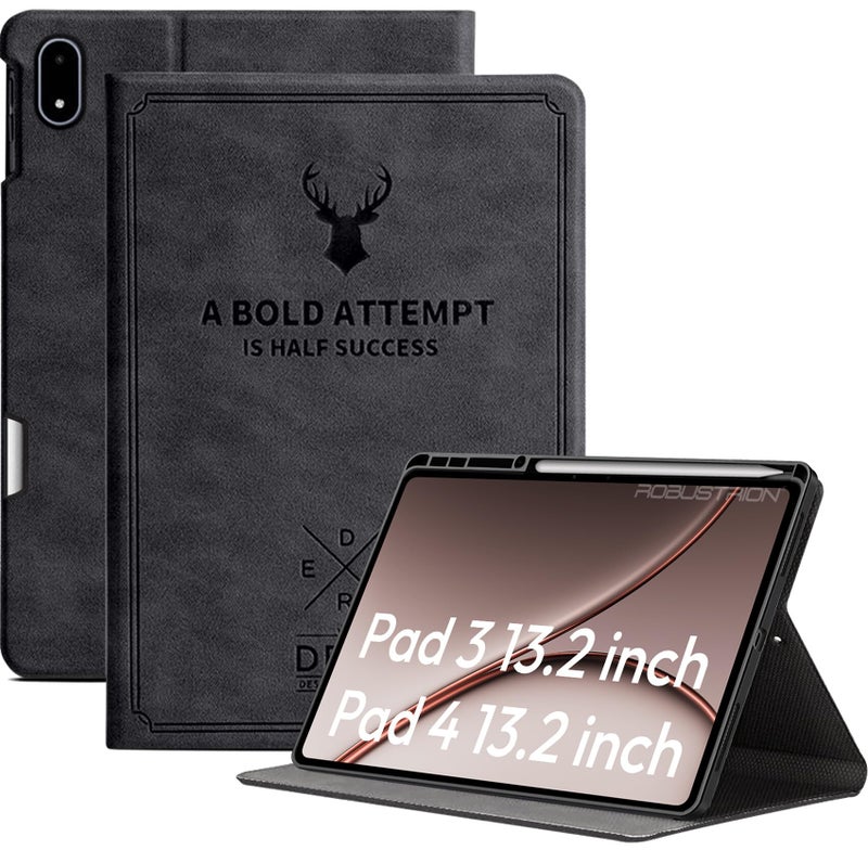 Robustrion Cover Case for OnePlus Pad 4 / OnePlus Pad 3 13.2" Cover with [Pencil Holder], Deer Pattern Cover Case for One Plus Pad 4 / Pad 3 Cover 13.2" - Black - Image 1