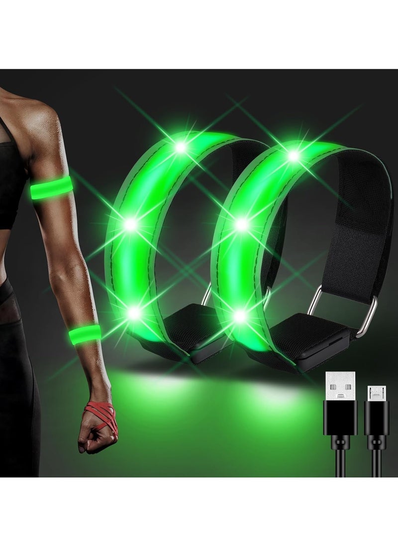 CMGTYYD LED Reflective Rechargeable, 2 Pack Reflective Led Safety Light-up Armband Running Light, USB Led Bracelet for Night Runners, Jogging, Dog Walking  - Image 1