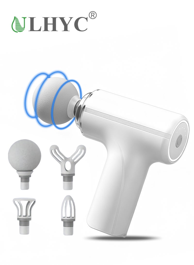 يو إل اتش واي سي مسدس تدليك صغير وخفيف الوزن للغاية (410 جرام)، جهاز مساج العضلات الكهربائي المحمول بقوة 15 كجم للأنسجة العميقة وتخفيف الآلام، 6 سرعات مع 4 رؤوس لتدليك الرقبة والظهر والتعافي بعد التمرين - Image 1