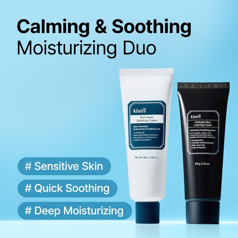 Klairs Blue Comforting Duo | Calming&Rich Moist Soothing Creams for Deep Moisture, Korean Skin Care for Dry, Sensitive Skin - Image 2