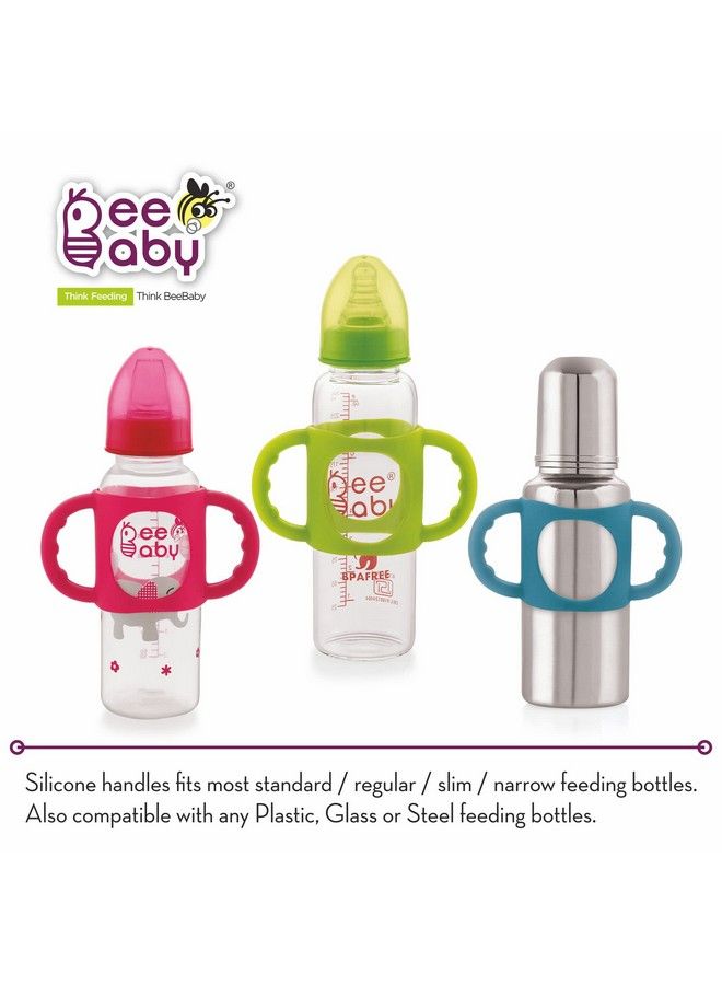 Beebaby 100% Silicone Handle For Slim Neck Feeding Bottle. Green. 100% Bpa Free. 4M+ (Green) - Image 3