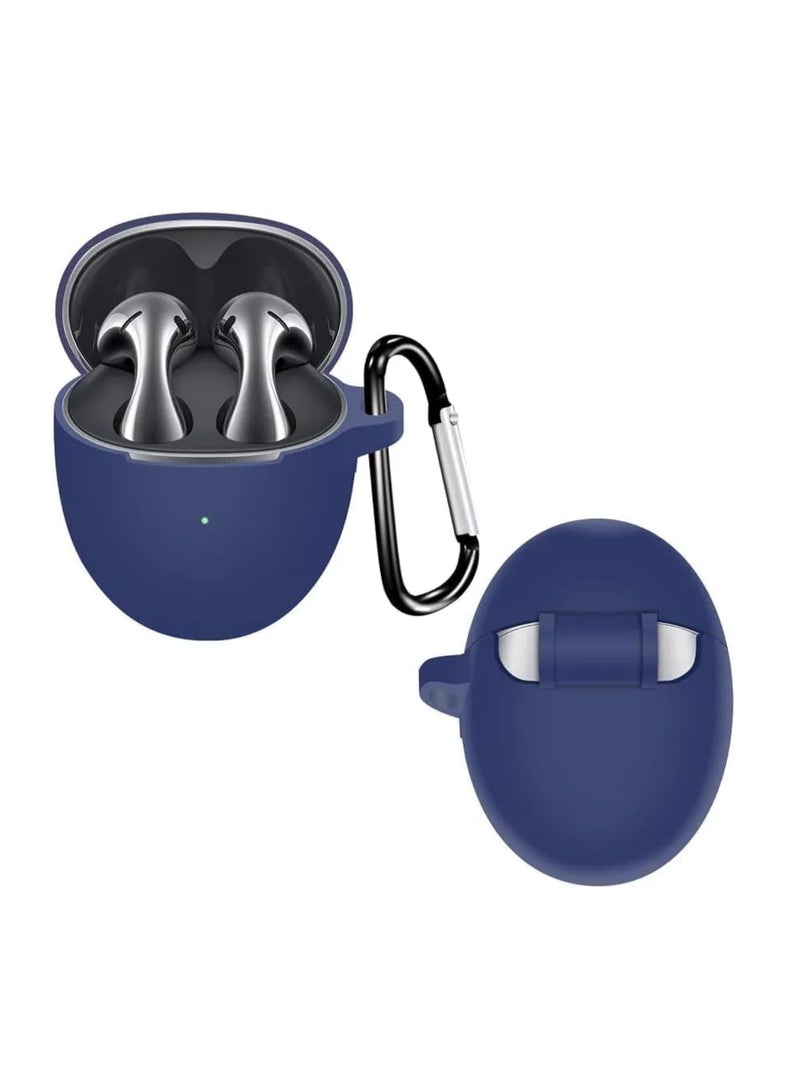 Silicone Case Compatible with Huawei Freebuds 5 Earbuds, Soft Silicone Protective Case Cover, Shockproof Sleeve with Carabiner (Blue) - Image 1