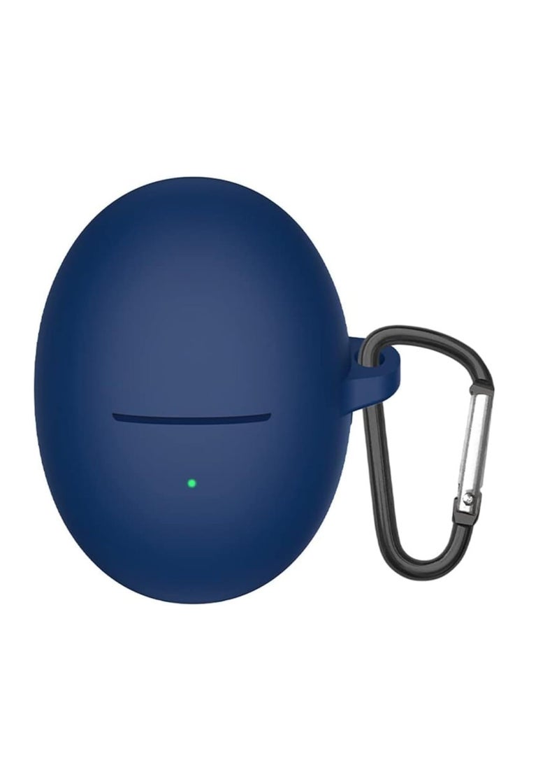 Silicone Case Compatible with Huawei Freebuds 5 Earbuds, Soft Silicone Protective Case Cover, Shockproof Sleeve with Carabiner (Blue) - Image 2