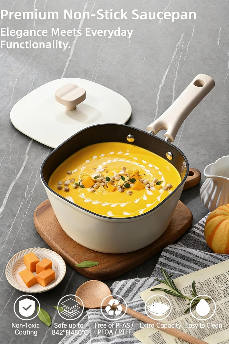 Legacy Culinaryware 1.5QT Saucepan with Lid, Nonstick Ceramic Coating, PFAS & PFOA-Free, Induction Compatible, Dishwasher Safe, Stay-Cool Handles, Durable Scratch-Resistant Design - Image 2