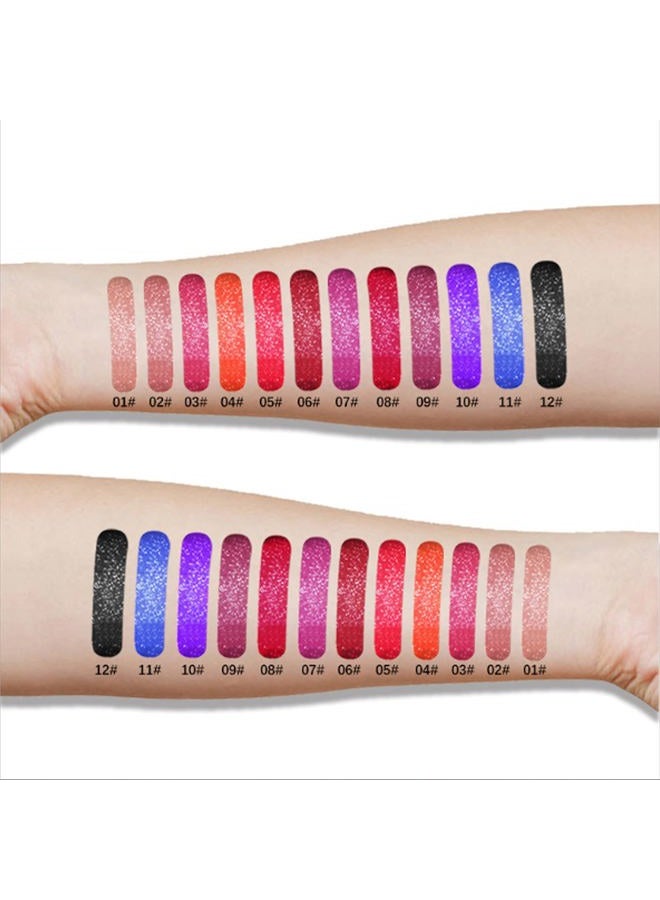 Petansy 12 Pcs Matte Liquid Lipstick Set Lip Makeup, Glitter Diamond Shining Lip gloss 24 Hour Long Lasting Waterproof Halloween Makeup Lipsticks Gift Set for Women - Image 5
