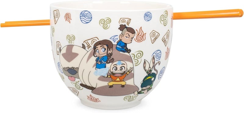 Surreal Entertainment مجموعة أدوات تناول الطعام اليابانية من أفاتار: آخر مسخر الهواء - تتضمن وعاء رامين سعة 18 أونصة وعيدان تناول الطعام الخزفية - مجموعة أطباق الطعام الآسيوية للمنزل والمطبخ - Image 2