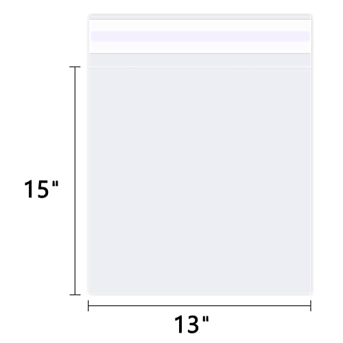 WEPOLY - 13" x 15" (200 Count) Clear Cellophane Bags - Self Sealing Cello Plastic Poly Bags- for Clothing, T-Shirts, Pants - Image 2