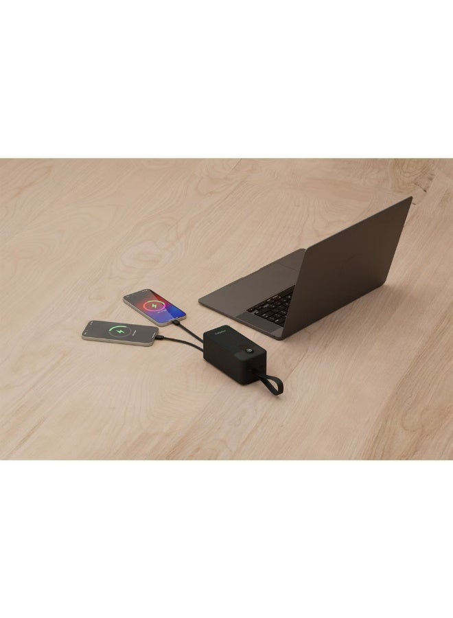 بورودو بنك طاقة 50000 مللي أمبير/ساعة مع كابلات Type-C وLightning مدمجة، وتوصيل طاقة 22.5 واط، وشحن متزامن، وشحن من 0% إلى 60% في 35 دقيقة، وشاشة رقمية - أسود - Image 4