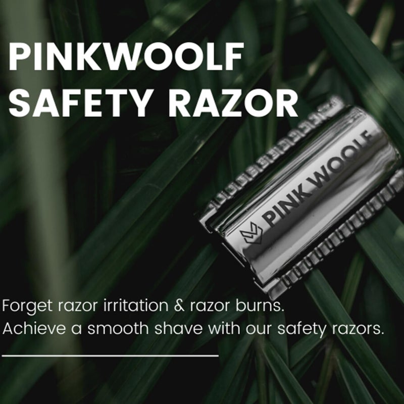 PINK WOOLF Safety Razor for Men, Double Edge Close Comb for Sensitive Skin, Daily Shave, Beginner Friendly Single Blade Metal Razor, CC87 Chrome with 10 Blades - Image 2