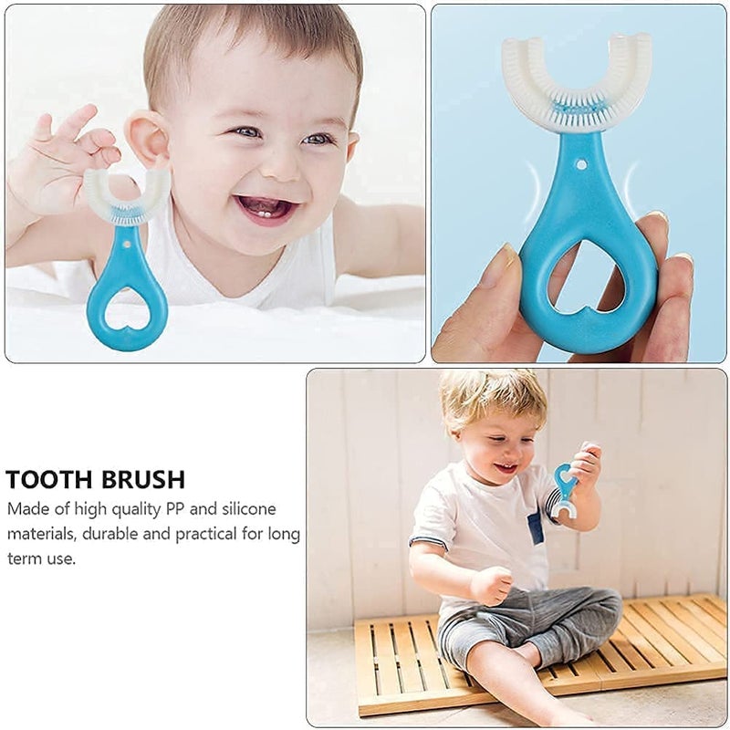 DMAYA Toothbrush for Kids with U Shaped Silicone Brush Head for 360 Degree Cleaning Suitable For 2-6 Years, Manual, Heart Design, Multicolor - Image 5