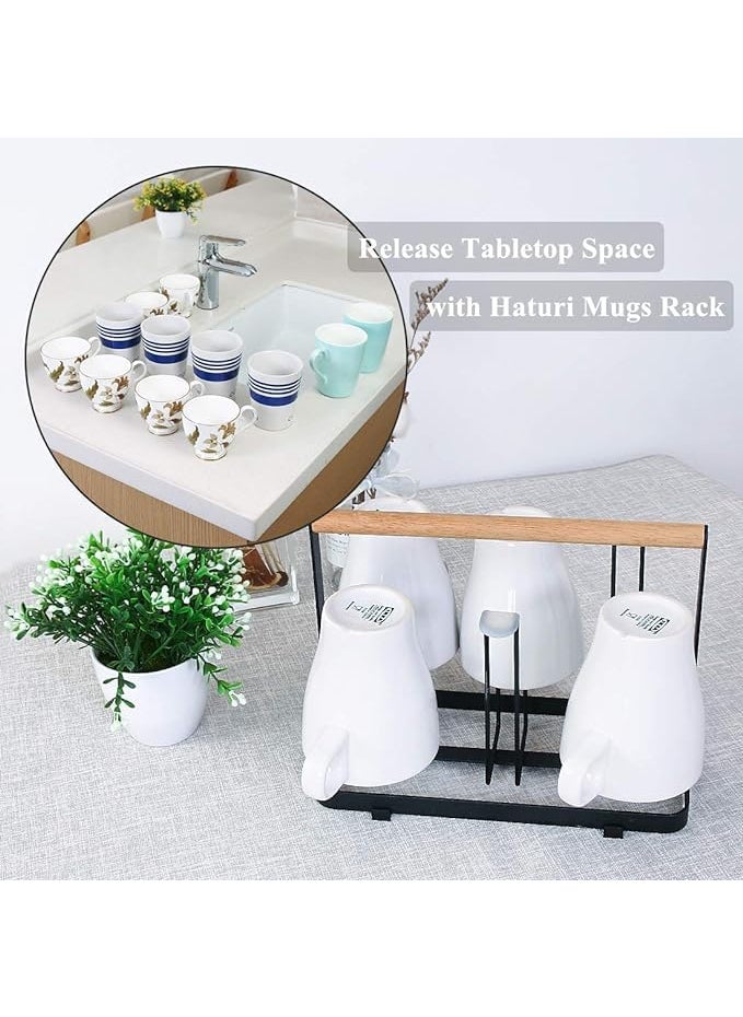 GRACIOUS MART GRACIOUS MART Elegant Glass Holder and Stand with Wood Handle for Dining Table NonSlip Tumbler and Mug Organizer Organizing Drinkware SpaceConscious Kitchens Caf and Restaurant  - Image 4