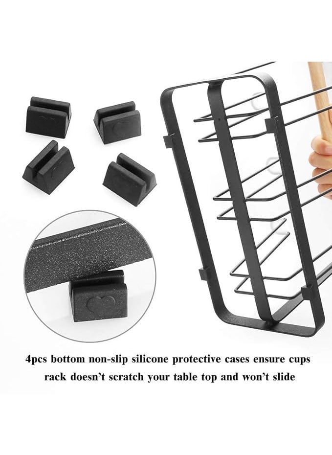 GRACIOUS MART GRACIOUS MART Elegant Glass Holder and Stand with Wood Handle for Dining Table NonSlip Tumbler and Mug Organizer Organizing Drinkware SpaceConscious Kitchens Caf and Restaurant  - Image 5