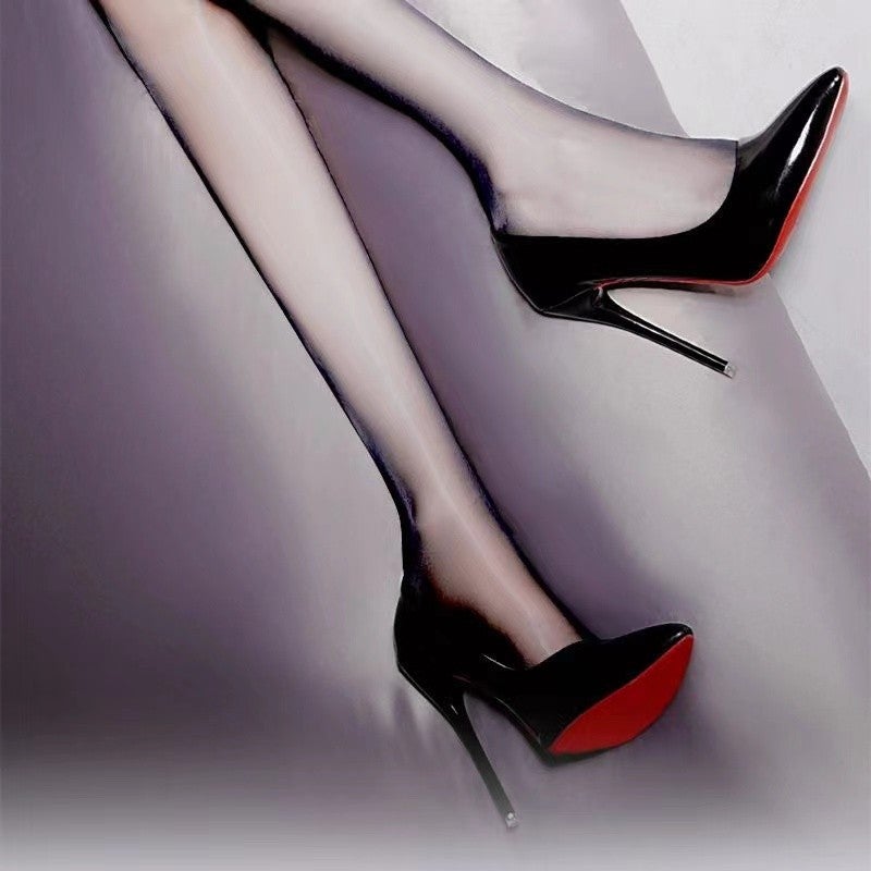 2024 Black Pointed Toe Stiletto High Heels Feminine Professional Large Size Shoes - Image 5