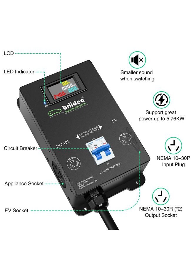 briidea Automatic Power Switch for Dryer and EV, Fast Charge Your EV, NEMA 10-30 - Image 5