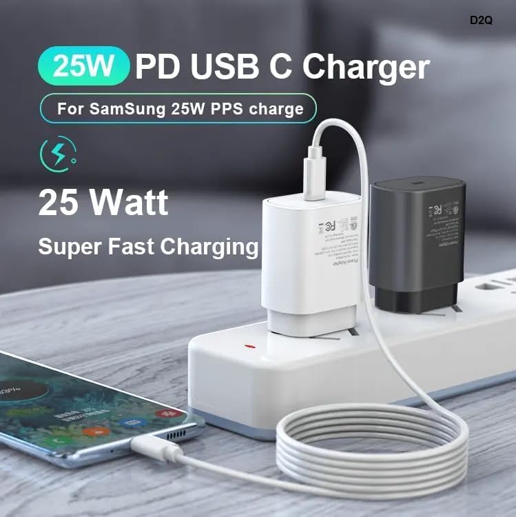 Punnkk 25W Fast Charging Charger Adapter Compatible with Samsung Galaxy S/A/M/F/Z Series/S23/S22/S21/21 fe/S20/M14 5G/M34/M54/M53 5g/M33/M13/A34/A54 5G,F15/A15/A14/F14 - Image 4