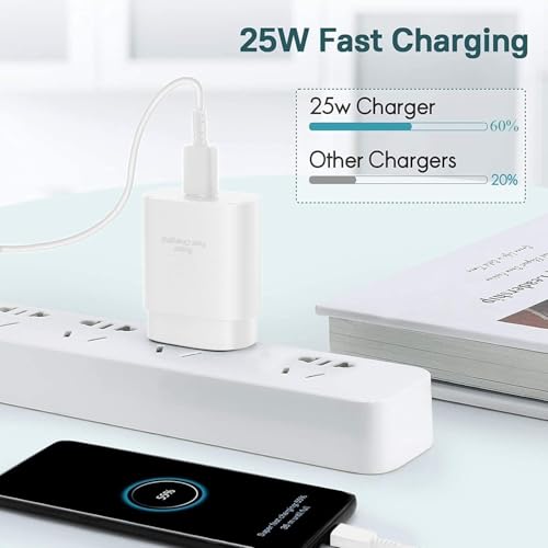 Punnkk 25W Fast Charging Charger Adapter Compatible with Samsung Galaxy S/A/M/F/Z Series/S23/S22/S21/21 fe/S20/M14 5G/M34/M54/M53 5g/M33/M13/A34/A54 5G,F15/A15/A14/F14 - Image 3