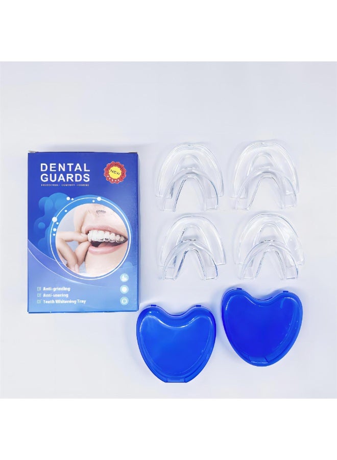 شابية 8 قطع من واقيات الفم المطورة لطحن الأسنان في الليل، يمكن استخدامها لطحن الأسنان المعتدل، وصينية تبييض الأسنان، وواقيات الفم الرياضية، وطحن الأسنان الشديد مع حقيبتين للسفر. - Image 2