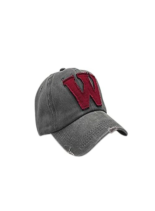 PrimeBox Vintage Embriodered W Letter Snapback Denim Adjustable Sports Baseball Caps for Men Woman (Grey) - Image 2