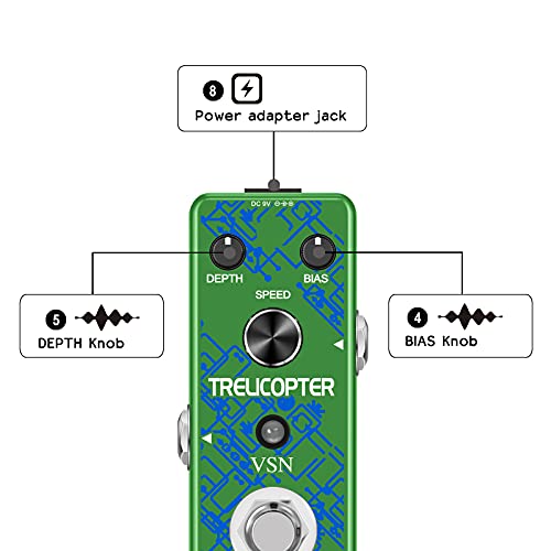 VSN Guitar Tremolo Effect Pedal of Classic Trelicopter Effects Tremolo Pedals for Electric Guitar Effect True Bypass - Image 3