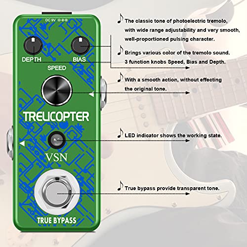 VSN Guitar Tremolo Effect Pedal of Classic Trelicopter Effects Tremolo Pedals for Electric Guitar Effect True Bypass - Image 2