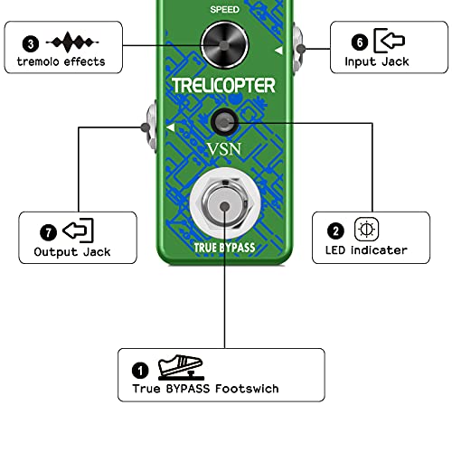 VSN Guitar Tremolo Effect Pedal of Classic Trelicopter Effects Tremolo Pedals for Electric Guitar Effect True Bypass - Image 4