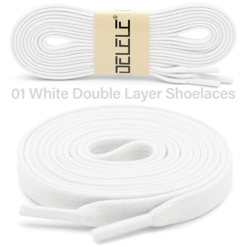 DELELE 2 Pair 31 inch Flat Shoe Laces for Athletic Running Sneakers Shoes White - Image 2