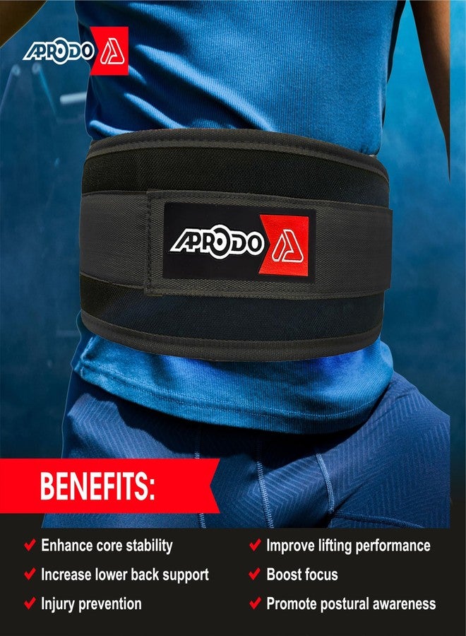 Aprodo Multipurpose Weight Lifting Belt for Back Support Comfortable & Durable for Weightlifting, Gym, Workout - 100% Nylon, (4 Inch Wide) for Men and Women (Black, Small 28'' - 32'') - Image 2