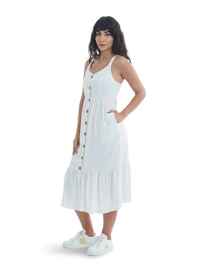 Asharae  Women's Sleeve Less Long Length Button Down Dress Comfortable Material, Breathable Daily Wear, Casual Fashion Outfit, Special Occasion Outfit, Trendy & Chic Apparel for Women | Best Price UAE
