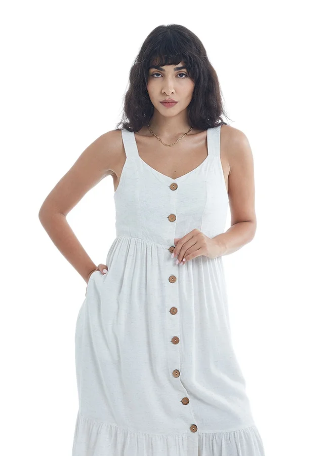 Asharae  Women's Sleeve Less Long Length Button Down Dress Comfortable Material, Breathable Daily Wear, Casual Fashion Outfit, Special Occasion Outfit, Trendy & Chic Apparel for Women | Best Price UAE