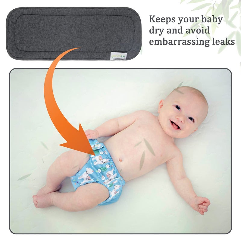 Wegreeco Reusable Soft 5 Layers 12 Pack Charcoal Inserts for Baby Cloth Diaper,High Absorbing Washable Liners - Image 4