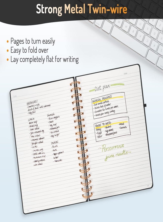 Forvencer Lined Spiral Journal Notebook with 300 Numbered Pages, A4 Thick Journals for Writing with 100GSM Paper, Hardcover Notebooks with Contents for Work, School, Women, Men, Black - Image 3