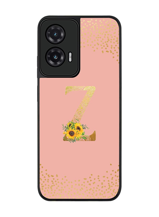Stylizedd For Motorola Moto G35 Case,Slim fit Camera Protection, Shockproof Thin Phone cover  - Custom Floral Monogram - Z  (Rose Pink )