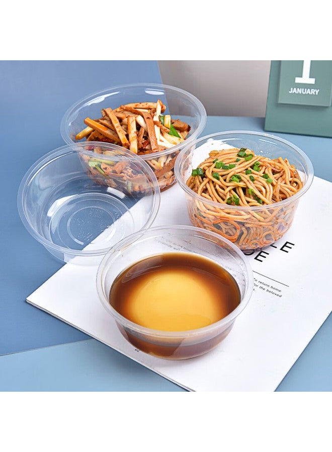 Temeiju Disposable Round Transparent Vacuum-sealed Lunch Boxes, Thickened With Lids, Takeout Containers, Soup Bowls, 50-piece Set, 360 Model - Image 1