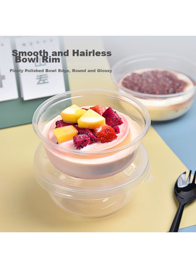 Temeiju Disposable Round Transparent Vacuum-sealed Lunch Boxes, Thickened With Lids, Takeout Containers, Soup Bowls, 50-piece Set, 360 Model - Image 2