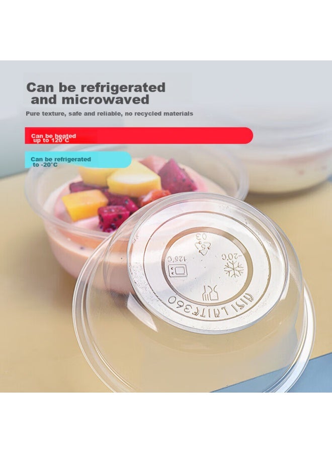 Temeiju Disposable Round Transparent Vacuum-sealed Lunch Boxes, Thickened With Lids, Takeout Containers, Soup Bowls, 50-piece Set, 360 Model - Image 5