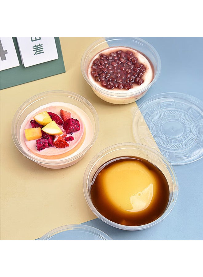 Temeiju Disposable Round Transparent Vacuum-sealed Lunch Boxes, Thickened With Lids, Takeout Containers, Soup Bowls, 50-piece Set, 360 Model - Image 4