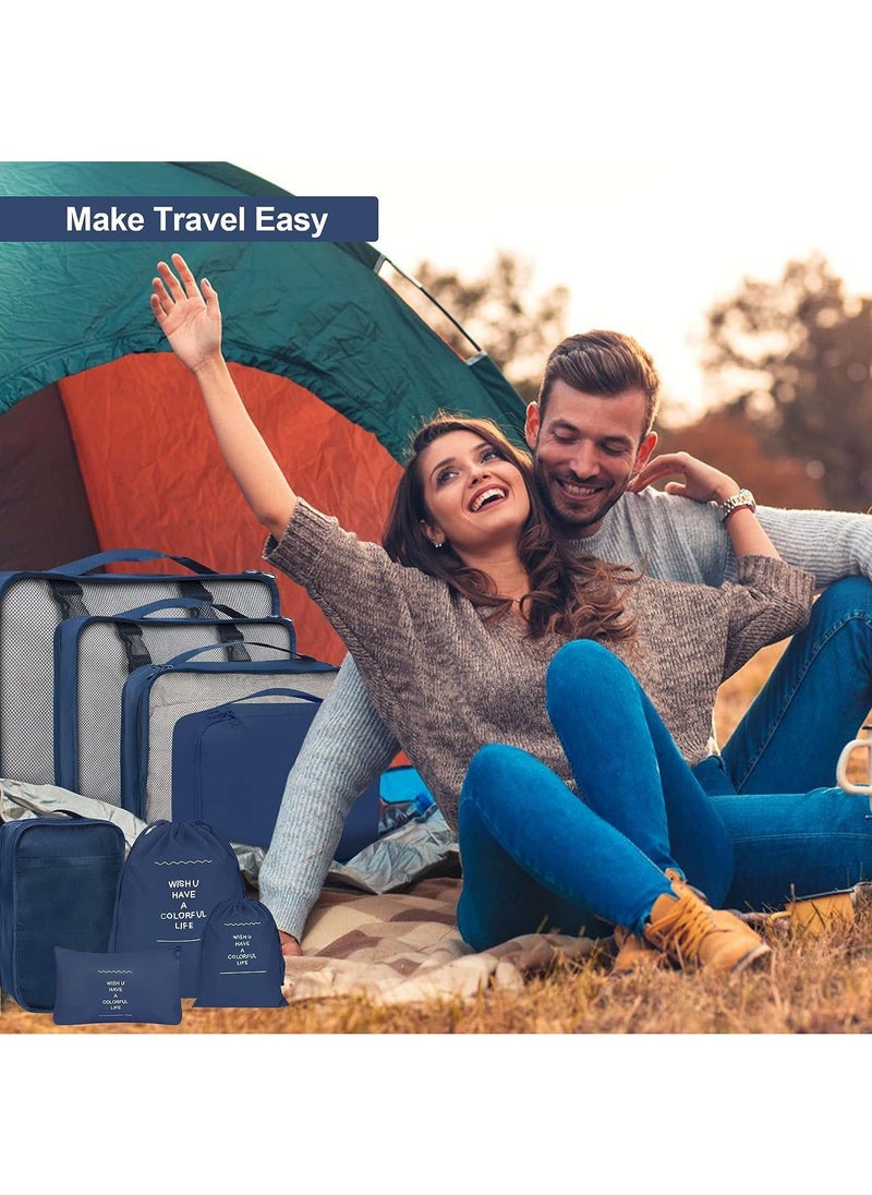 Swift 8 Set Packing Cubes for Suitcases, Travel Luggage Packing Organizers with Laundry Bag, Compression Storage Shoe Bag, Clothing Underwear Bag, for Man and Women, Navy Blue  - Image 2