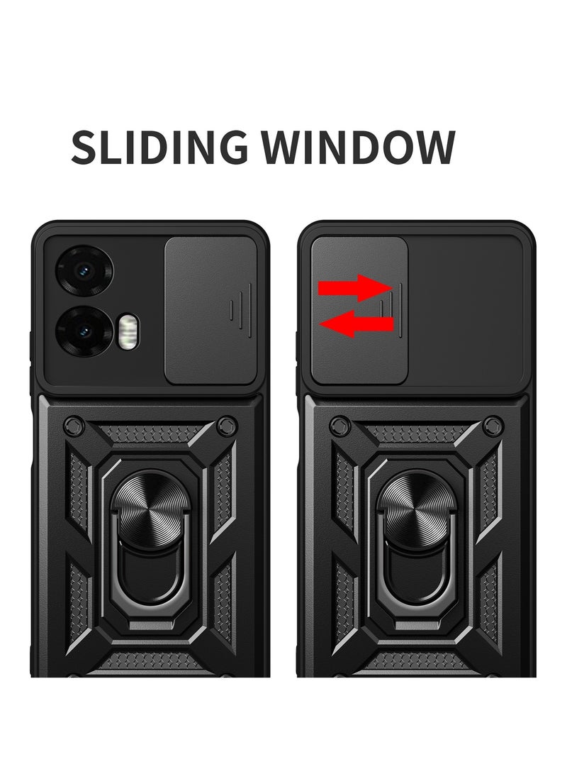 Case Cover Shockproof Protective Case with Camera Protection and Metal Ring Compatible with  Moto G35 (Black) - Image 3