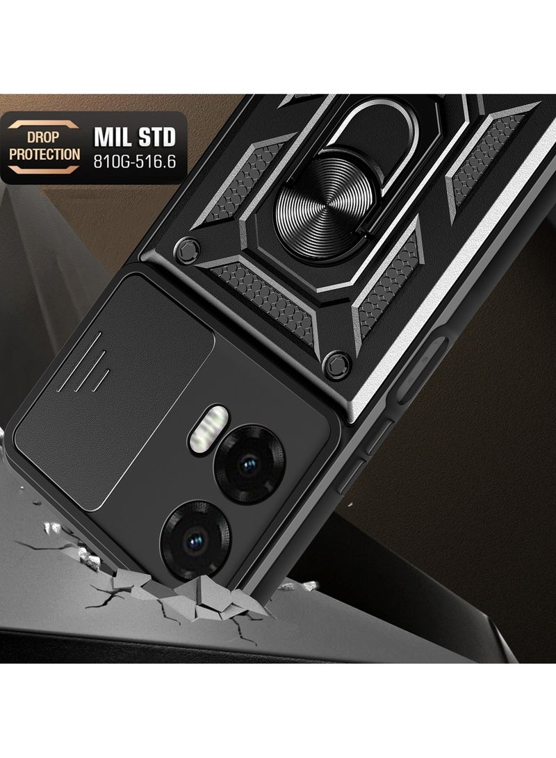 Case Cover Shockproof Protective Case with Camera Protection and Metal Ring Compatible with  Moto G35 (Black) - Image 4