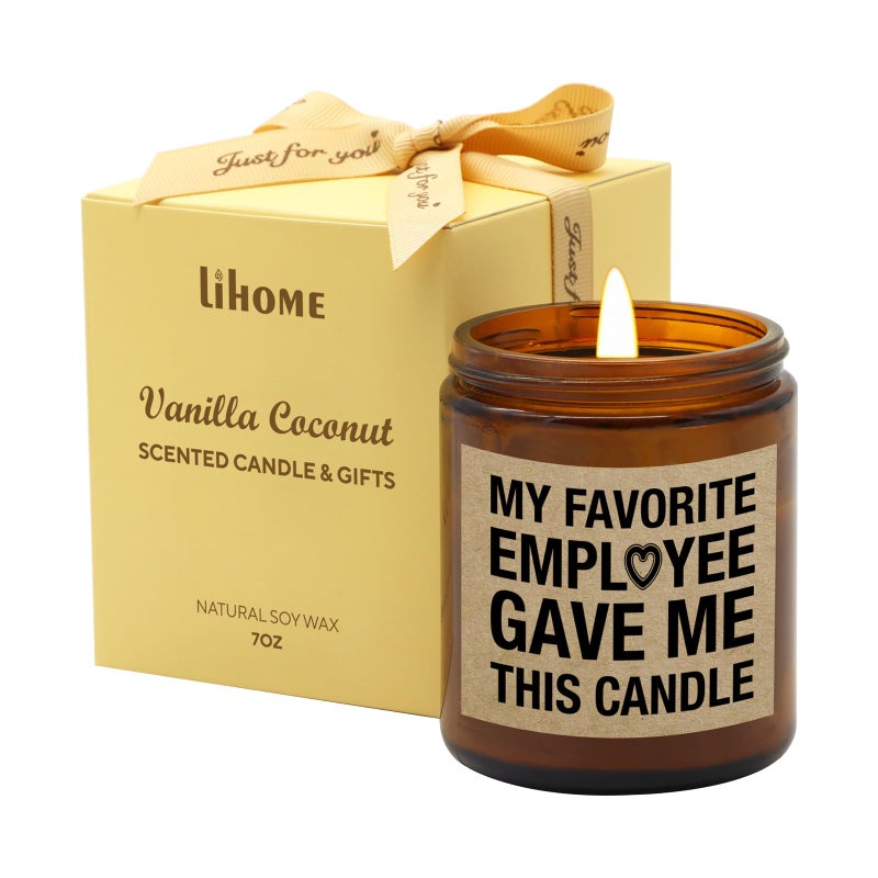 Lihome Boss Gifts for Women Men - Funny Boss Day Gifts, Coworker, Employee, Office Humor Vanilla Coconut Scented Candle (7oz) - Image 1