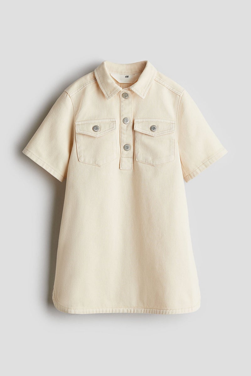 H&M Ecru Denim Shirt Dress - Image 1