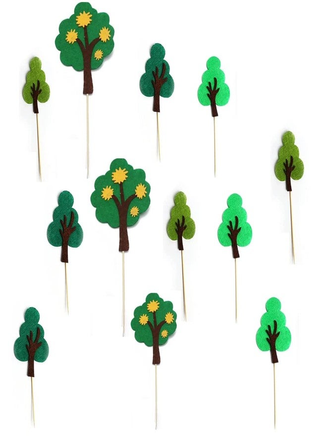 Duoduole 12 Pcs Tree Cake Toppers Forest Cake Decoration Felt Tree Toppers Green Tree Toppers Cartoon Cake Toppers for Kids Party Cake Cake Decoration - Image 1
