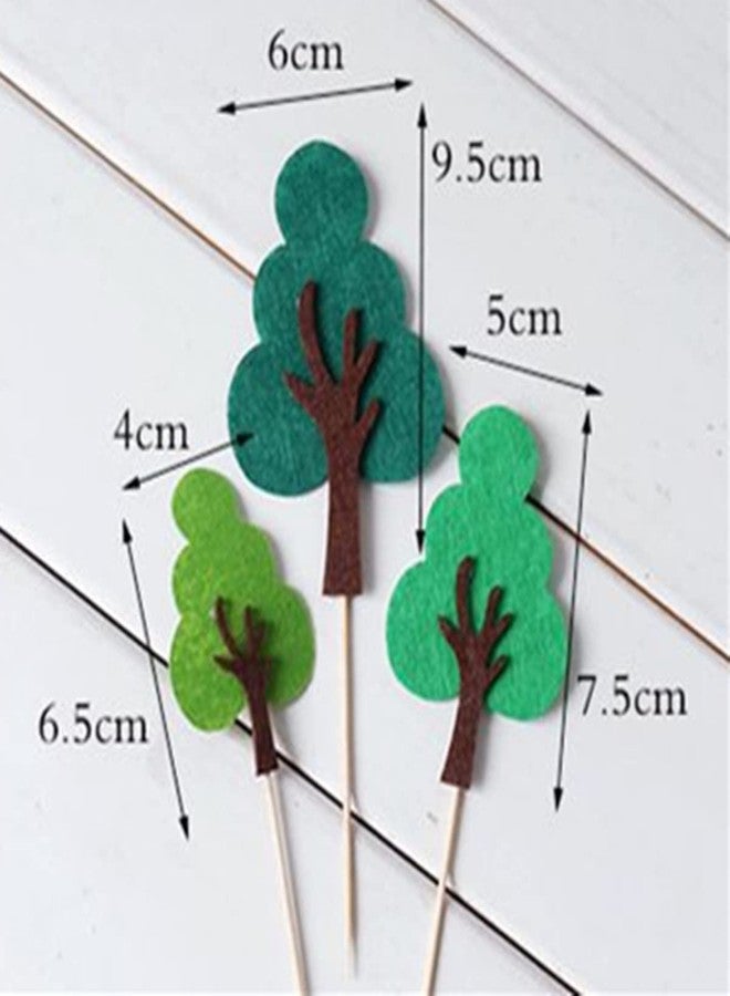 Duoduole 12 Pcs Tree Cake Toppers Forest Cake Decoration Felt Tree Toppers Green Tree Toppers Cartoon Cake Toppers for Kids Party Cake Cake Decoration - Image 2