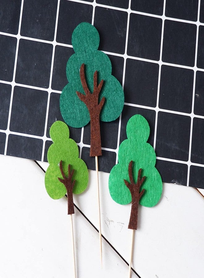 Duoduole 12 Pcs Tree Cake Toppers Forest Cake Decoration Felt Tree Toppers Green Tree Toppers Cartoon Cake Toppers for Kids Party Cake Cake Decoration - Image 4