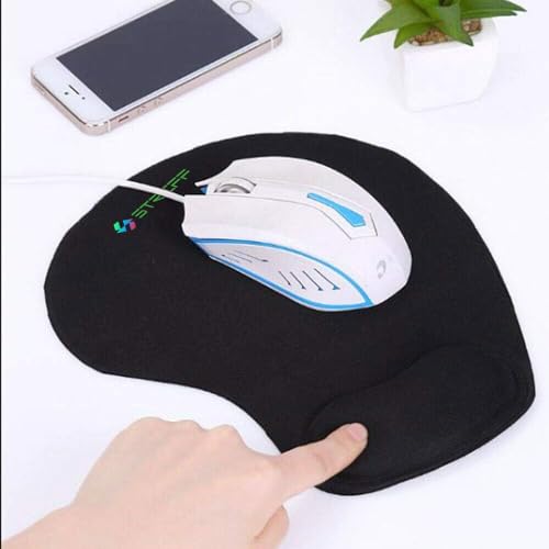 STRIFF Gel_Wrist_Support Mouse pad with, Gaming Mouse Pad with Lycra Cloth Nonslip for Laptop, Computer, Home & Office (Black) - Image 3