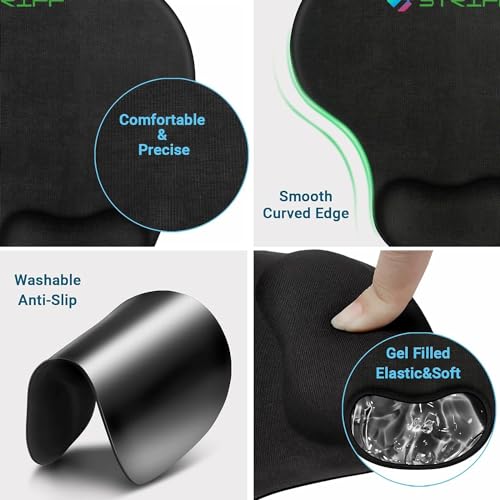 STRIFF Gel_Wrist_Support Mouse pad with, Gaming Mouse Pad with Lycra Cloth Nonslip for Laptop, Computer, Home & Office (Black) - Image 5