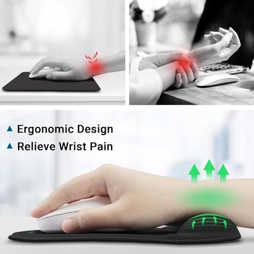 STRIFF Gel_Wrist_Support Mouse pad with, Gaming Mouse Pad with Lycra Cloth Nonslip for Laptop, Computer, Home & Office (Black) - Image 2