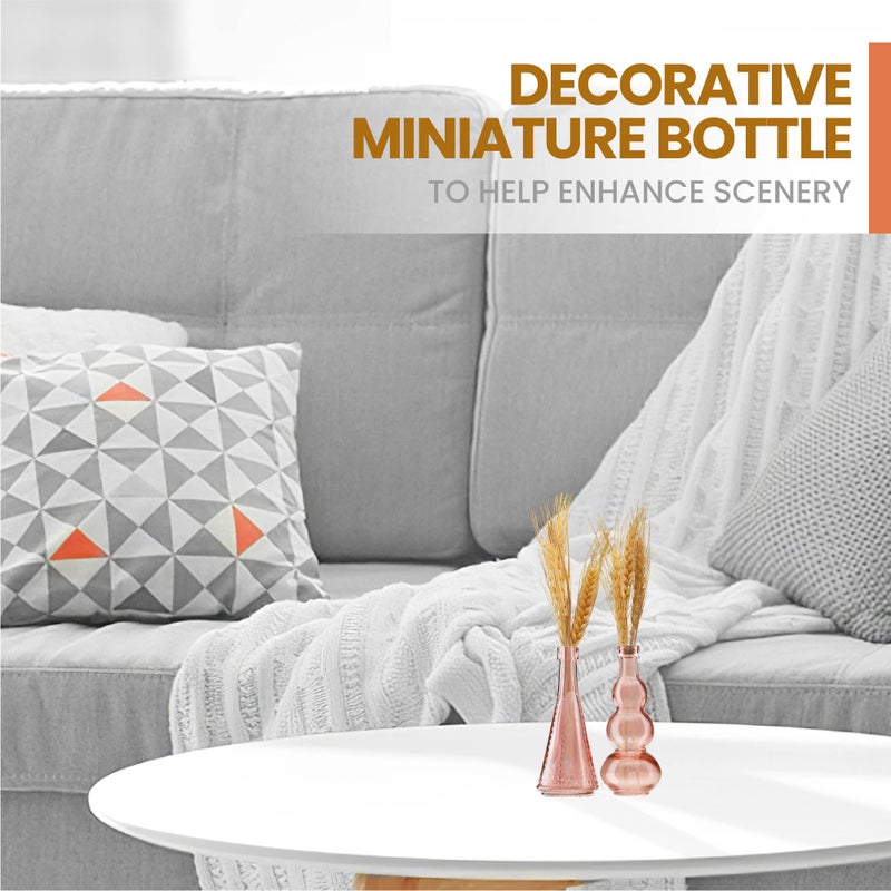 BULK PARADISE Small MIni Reddish Vintage Glass Bottles with Corks, MIni Vases, Decorative, Potion, Assorted Design Set of 12 pcs, 4.6 Inch Tall (11.43cm), 1.4 Inch Wide (3.56cm) - Image 4